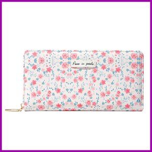 Floral Clutch Wallet with 12 Card Slots, Slim Design for Daily Use